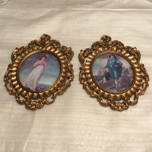 Vintage set of Thomas Gainsborough Pinky & Blue Boy farmed pictures from Italy - Picture 7 of 7